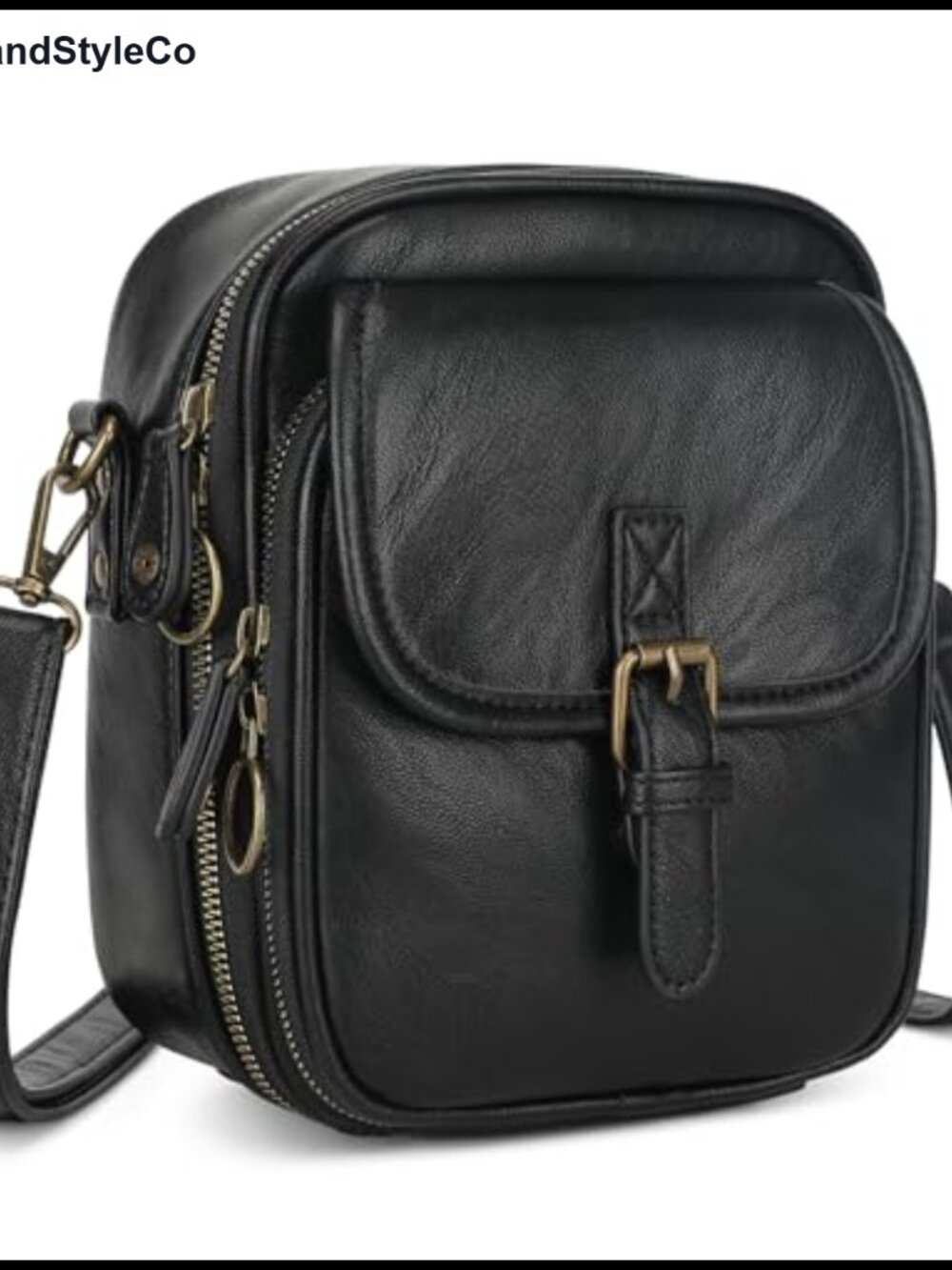 Vegan PU Leather Small Crossbody Bag with Built-in Wallet, 2 Straps, Anti-Theft